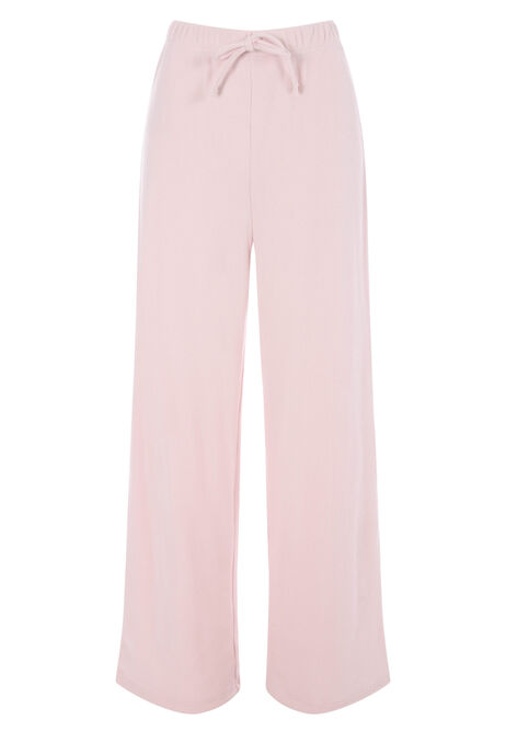 Womens Pink Waffle Wide Leg Pyjama Bottoms