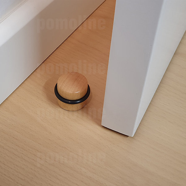 10 Un. Butée de porte adhésive en bois de hêtre naturel - Diamètre 37MM