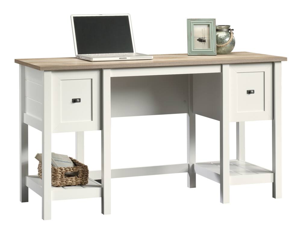Sauder Cottage Road 2-Drawer Home Office Computer Desk With File Storage, Soft White