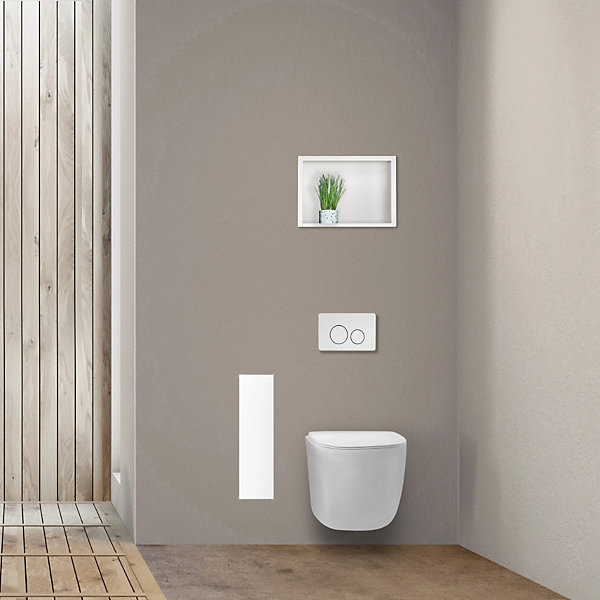 Balneo Armoire encastrée pour brosse WC gauche verre blanc 68,2cm