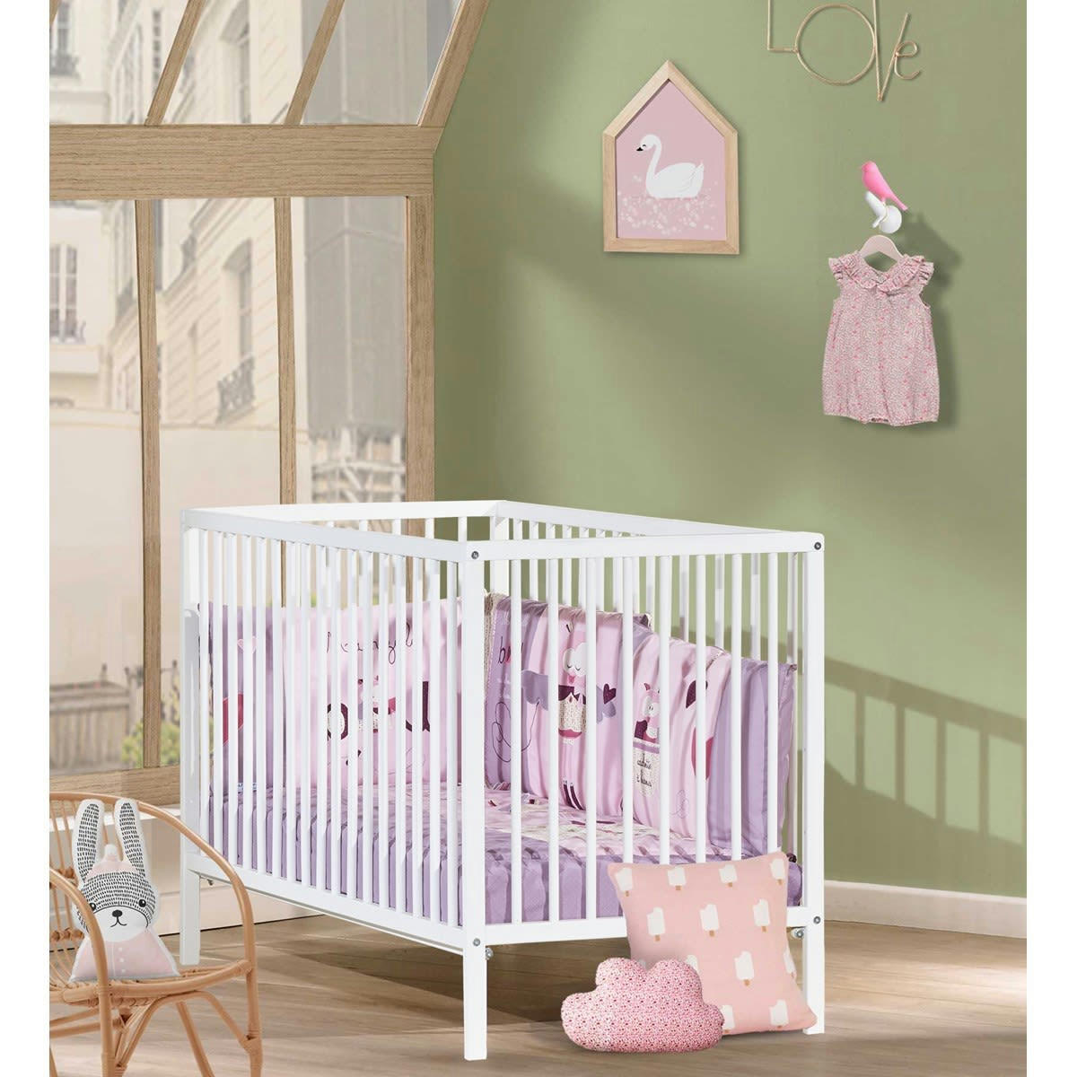 FIRST - Lit bébé tout barreaux en bois