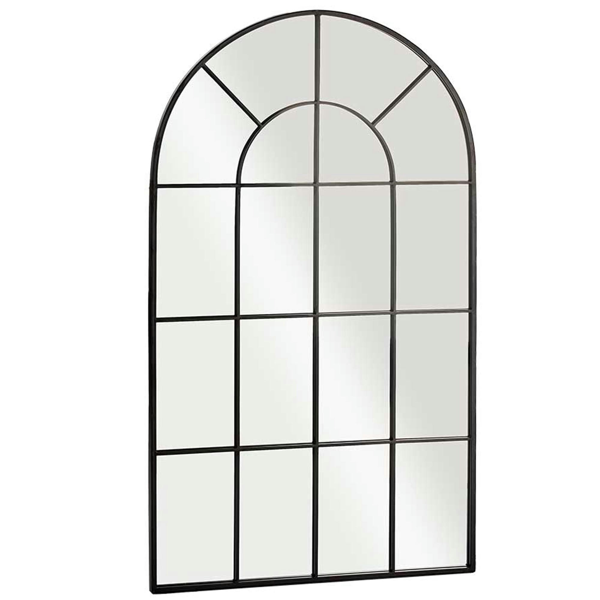 - Miroir mural fenêtre courbe métal noir 120x70cm