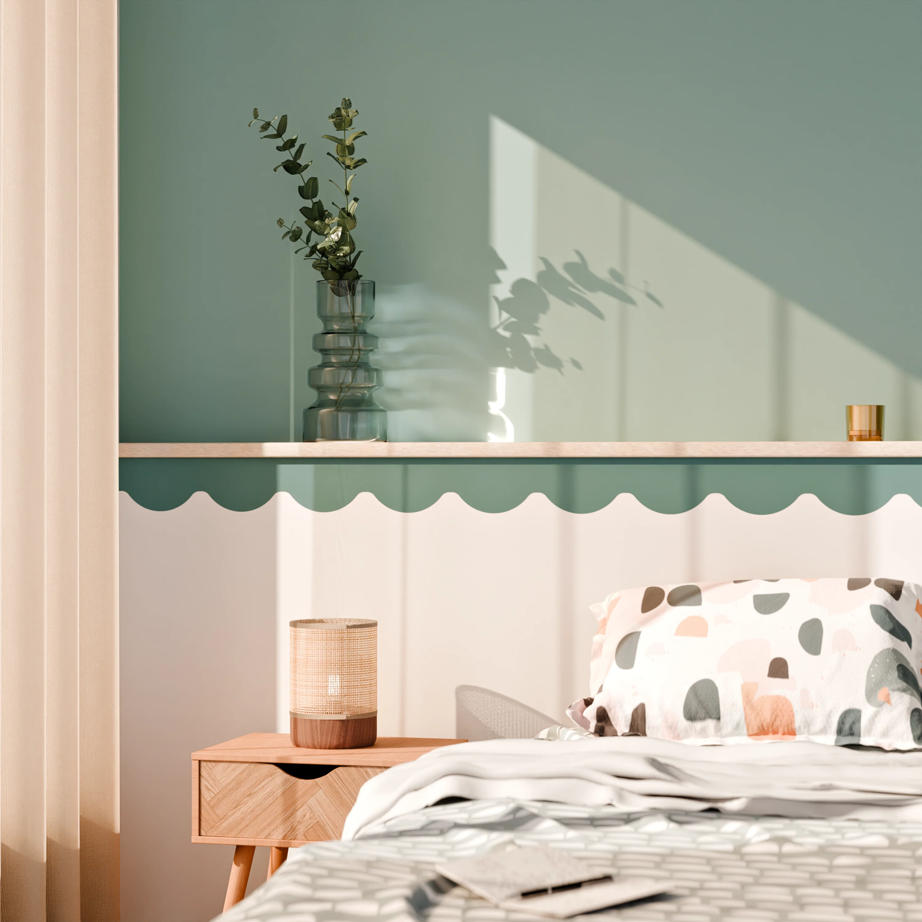 4MURS Frise intissée pré-encollée LINA ONDULA vert de gris