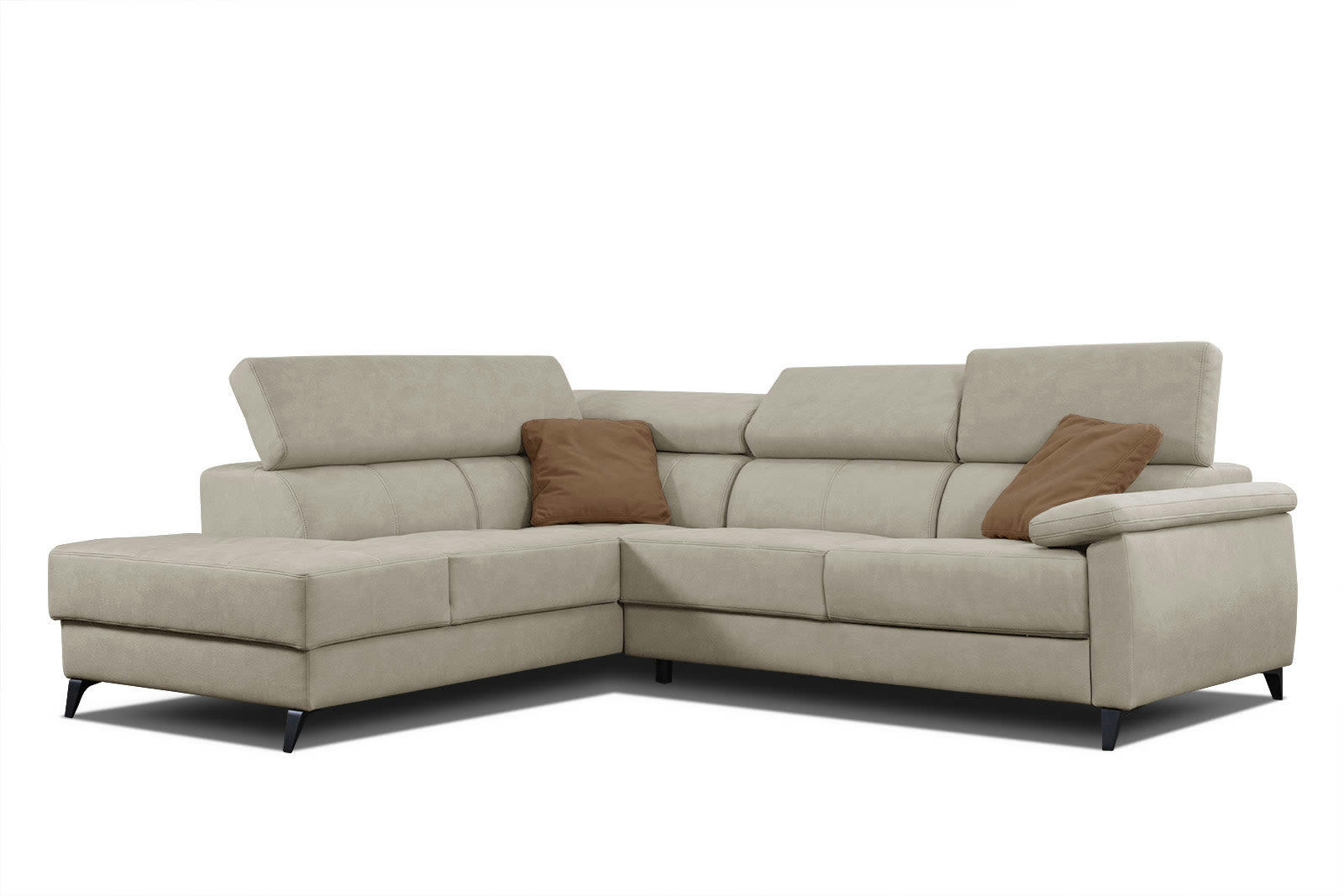 TAUNUS - Canapé d'angle gauche 5 places beige clair