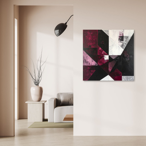 Obraz do salonu biura kuchni, Abstrakcja w odcieniach burgundu 20x20