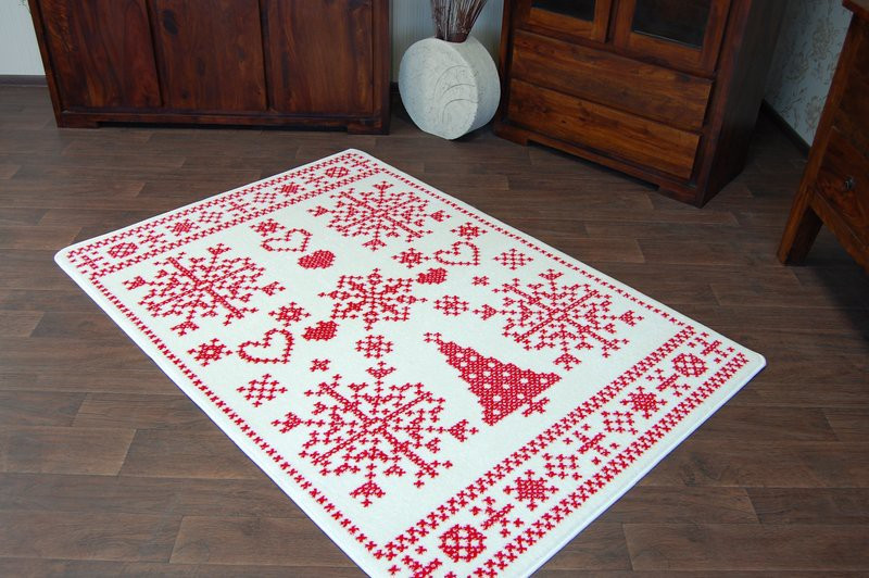 Dywan XMAS - F791 krem/czerwony 100x170 cm