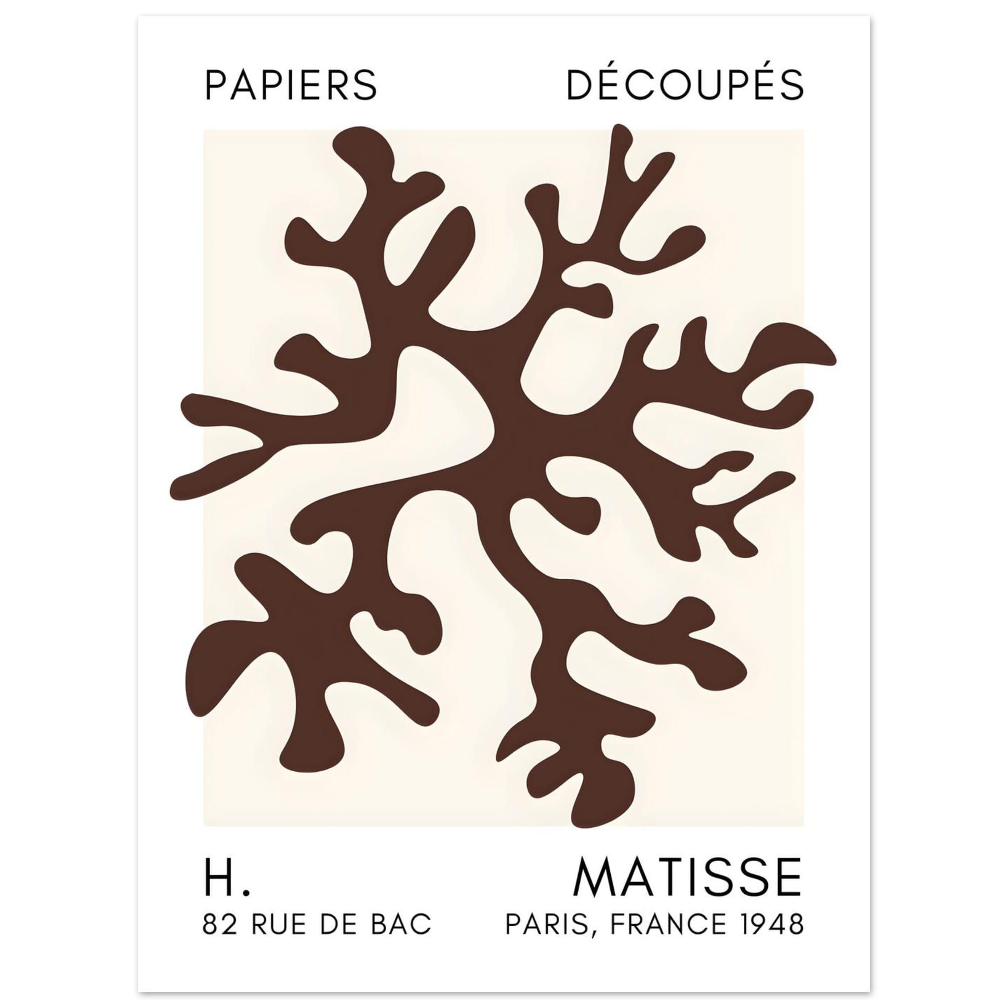 Artfulprints Poster Matisse – Dreamy coral flower brown  - 30x40 cm - Bruin