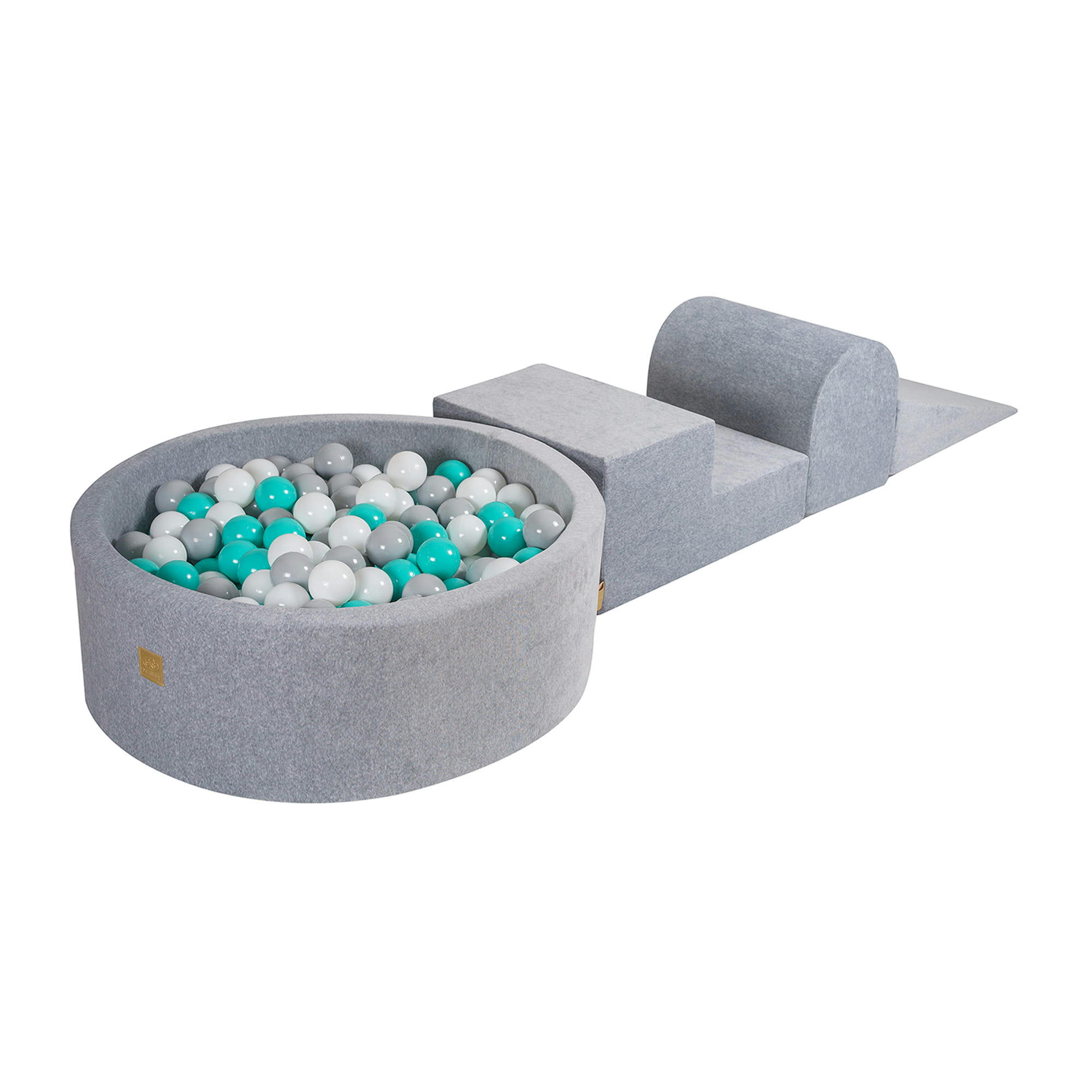 - Aire de jeu mousse avec piscine à balles Blanc/Gris/Turquoise W90cm