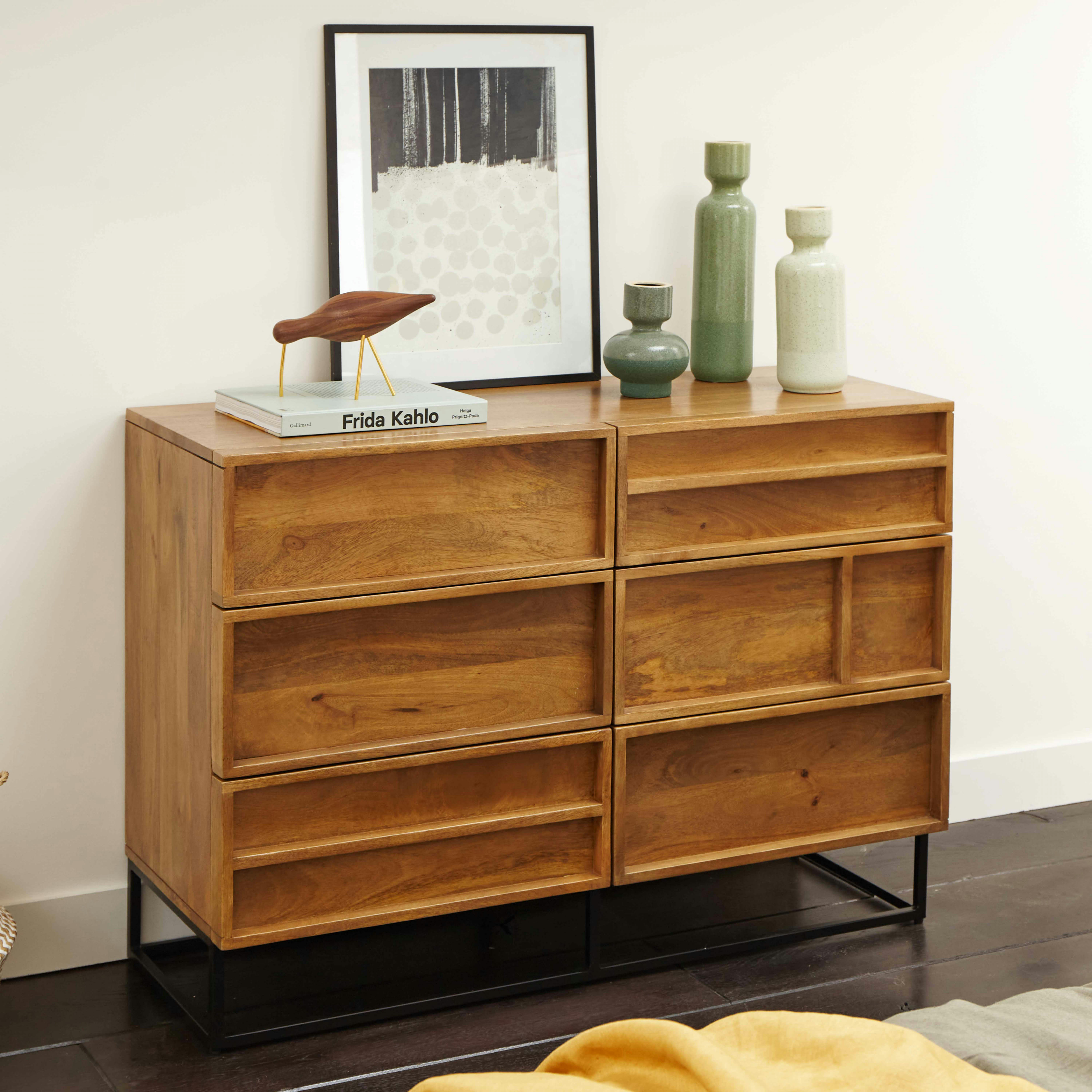 TILDA - Commode à 6 tiroirs en manguier massif