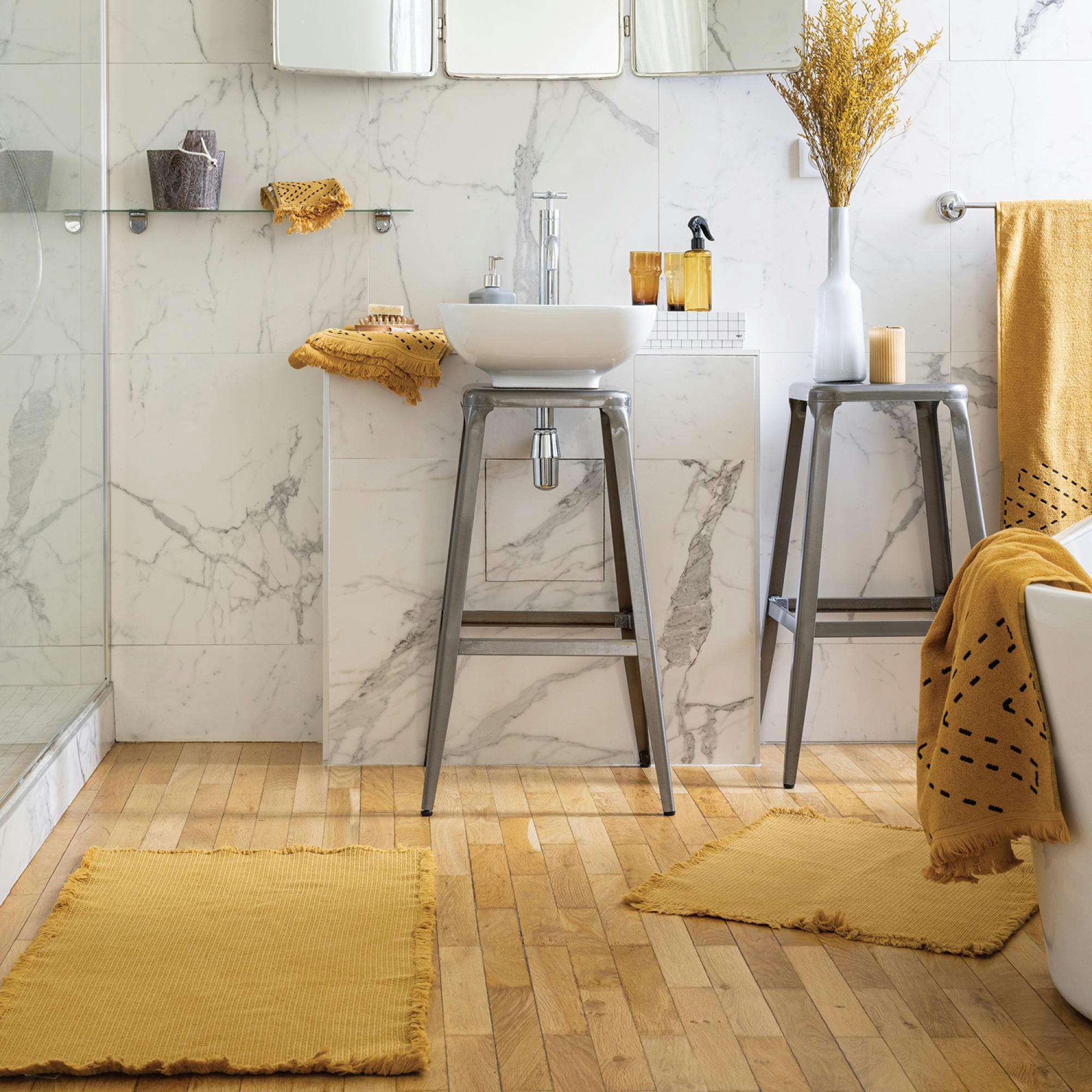 ELLY - Tapis de bain uni  en coton bronze 54 x 110