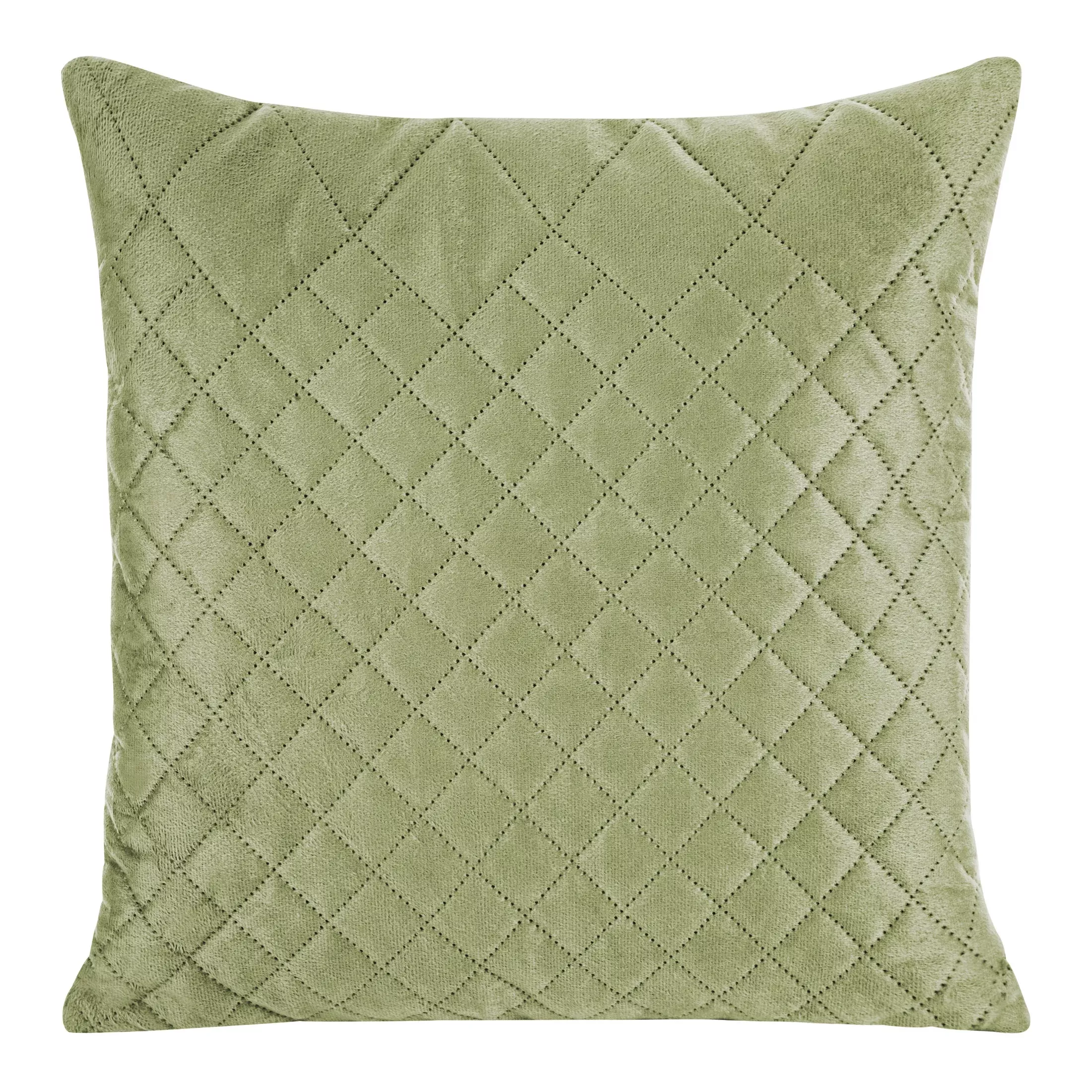 Poszewka na poduszkę 40x40 cm welwetowa jasnozielona pikowana metodą hot press w geometryczny wzór LUIZ 3 DESIGN 91