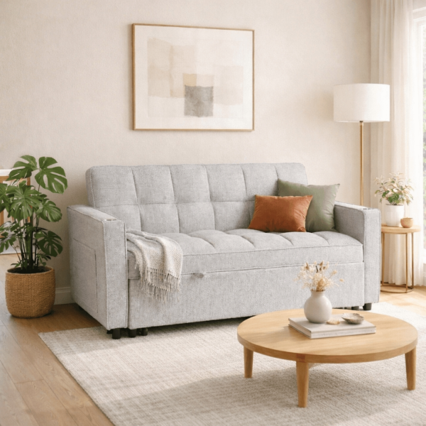 Amerykanka Fotel Rozkładany Sofa Do Spania Wypoczynkowy Popielaty ASTER 2