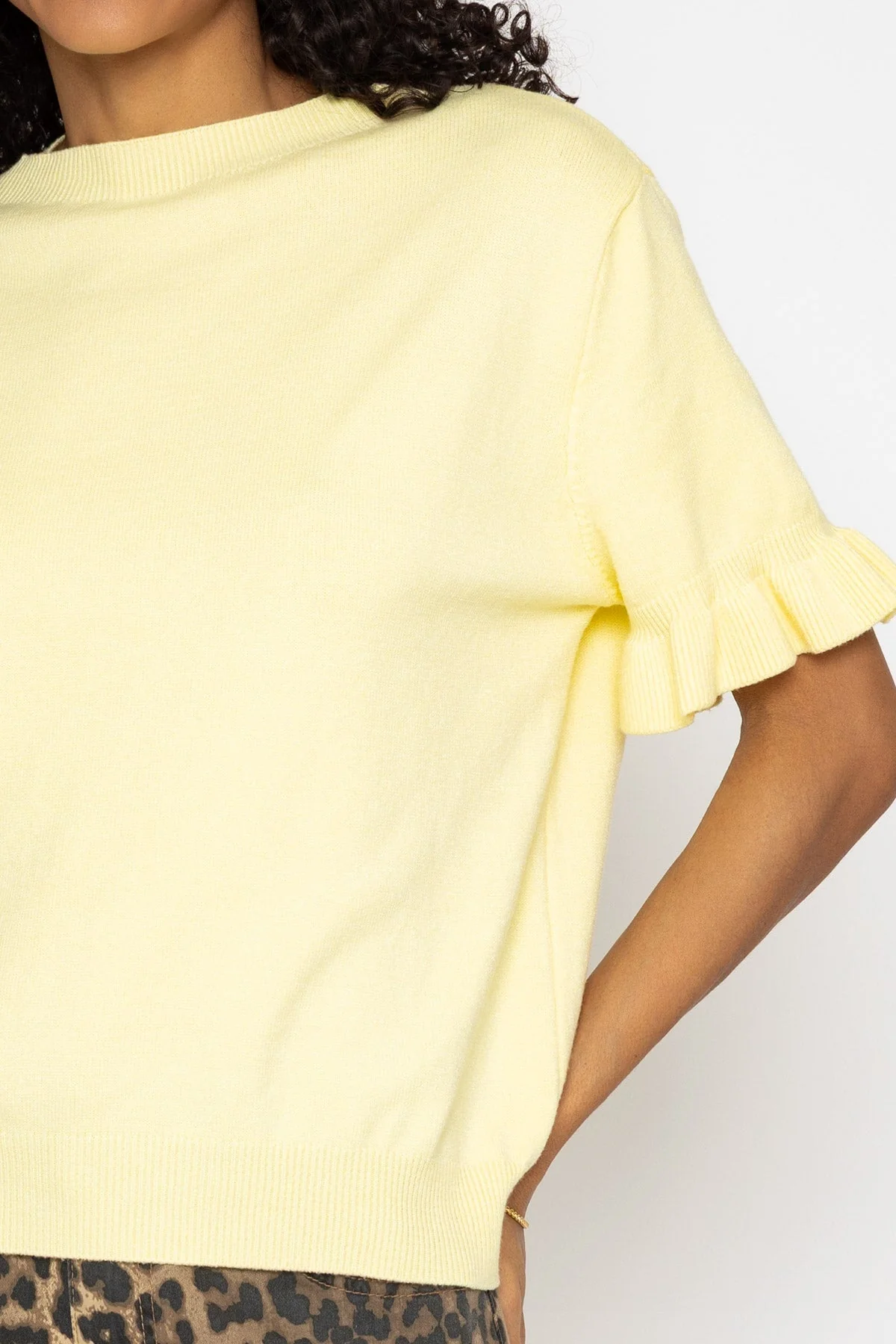 Yellow Short Sleeve Viscose Blend Knit