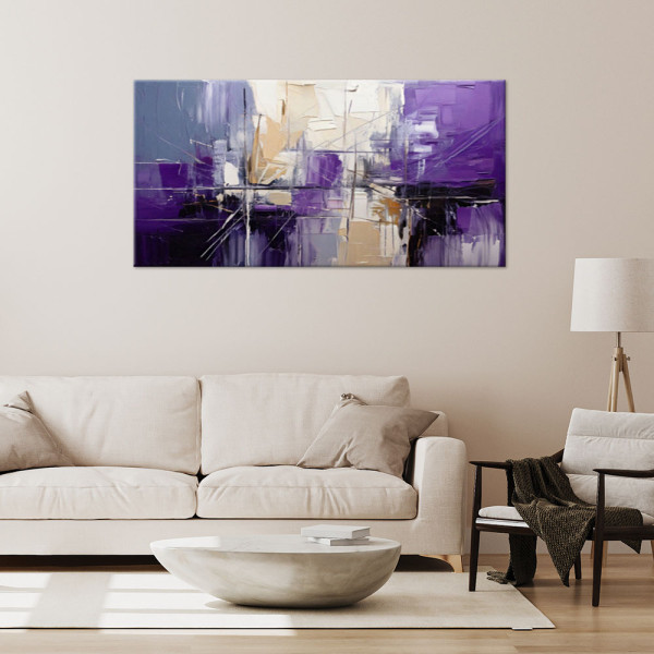 Feeby Obraz do sypialni, Abstrakcja Fioletowa Minimalizm 80x40