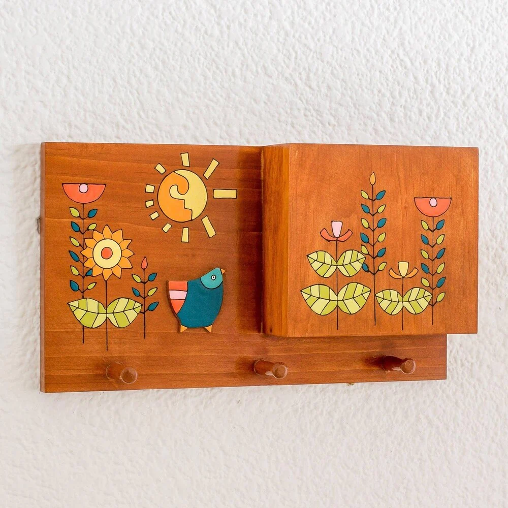 Handmade Day of Sunshine Wood letter and key holder (El Salvador)