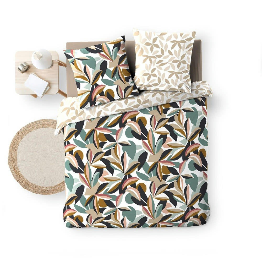 - Parure de couette 100% coton 57 fils imprimée 240x220 2 taies