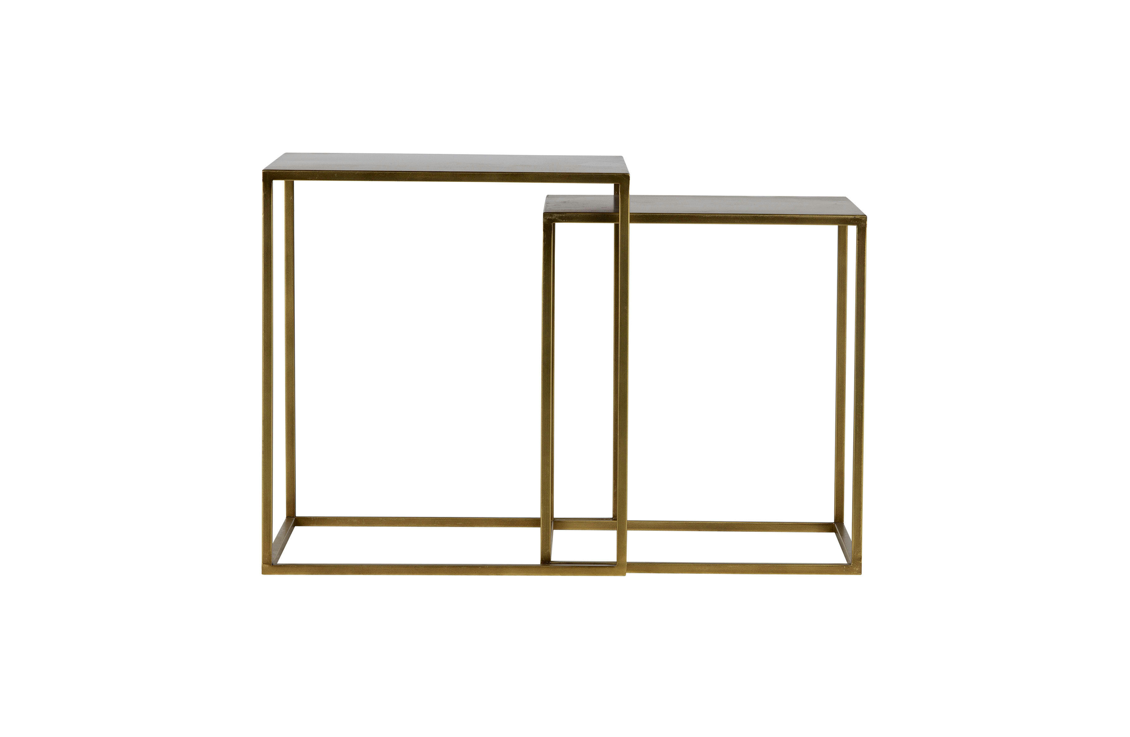 ZIVA - Lot de 2 tables basse en métal doré