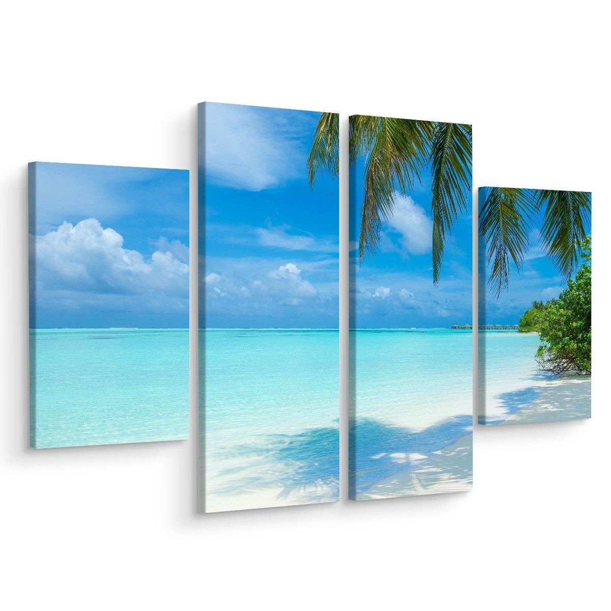 Obraz 4-Częściowy MALEDIWY Plaża Morze 3D 80x60cm