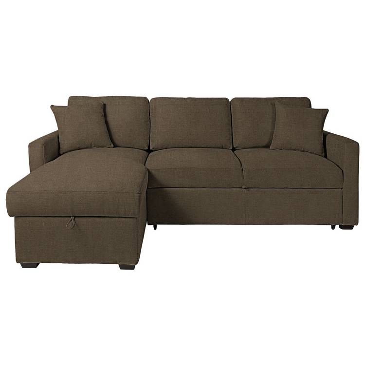 Habitat Reagan LH Storage Chaise Sofabed - Chocolate