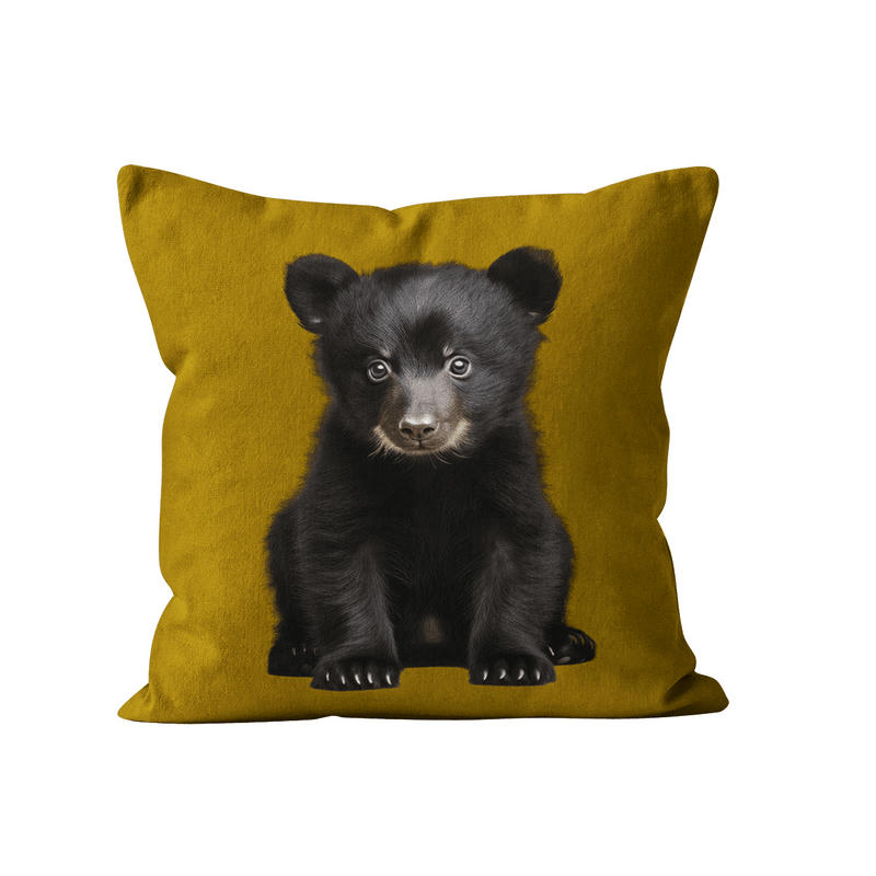 - Coussin enfant ourson bleu velours 40x40cm