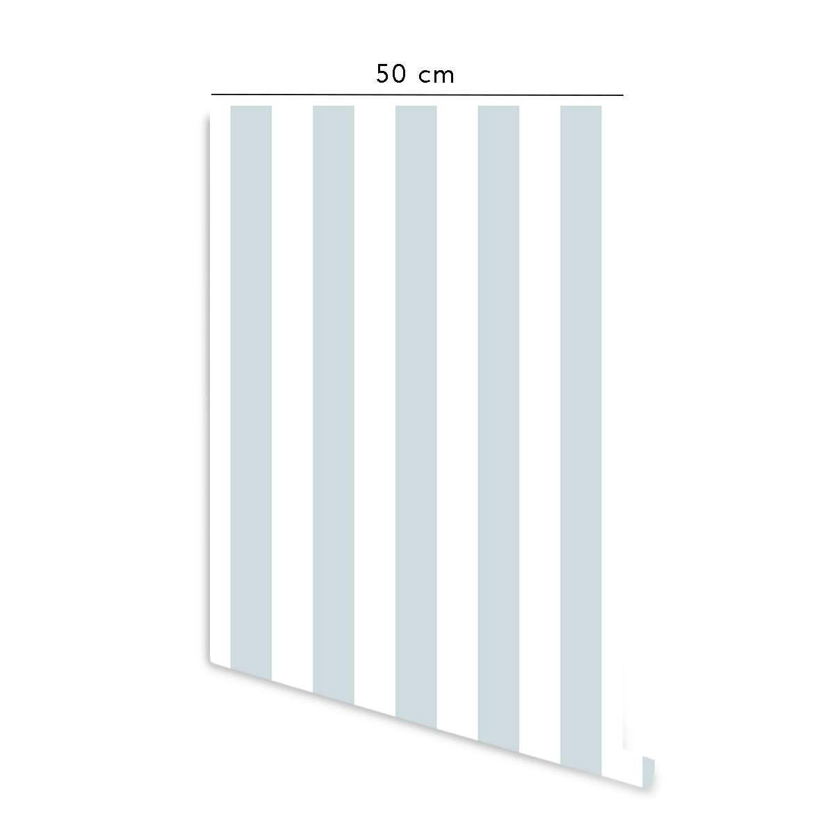 STRIPES - Papier peint vinyle adhésif lignes poudre bleu 50x300 cm