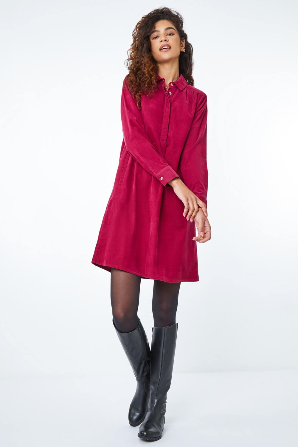 Roman Corduroy Tunic Shirt Dress