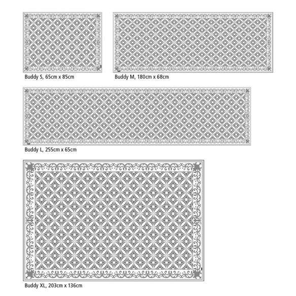 Vinyl Teppich »Dschafar«, BxL:255 cm x 65 cm, grau|weiß