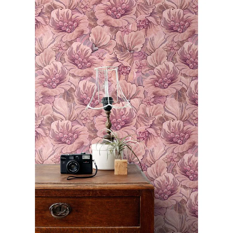 ESTAhome behang bloemmotief paars en roze - 50 x 900 cm