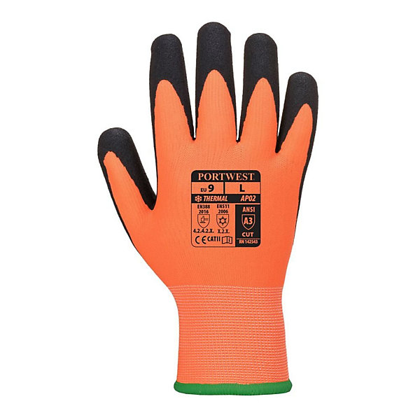 Gants de protection hydrophobes thermiques Portwest Thermo Pro Ultra Orange / Noir 9