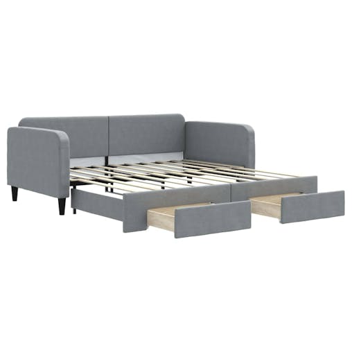 NNEVL Daybed with Trundle and Drawers Light Grey 90x190 cm Fabric