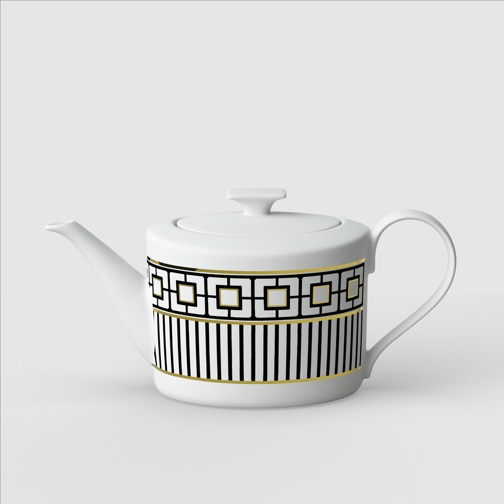 MetroChic Teapot - Multi-colored, 40.6 oz, Premium Bone Porcelain
