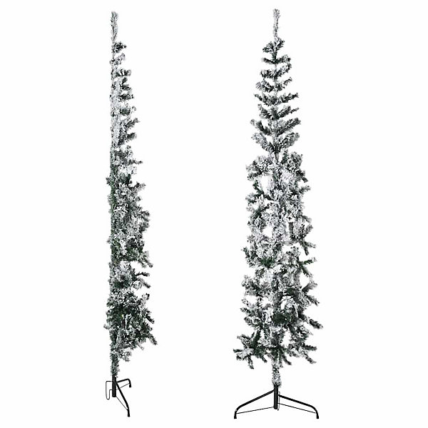 Demi sapin de Noël artificiel mince avec neige floquée 240 cm vidaXL
