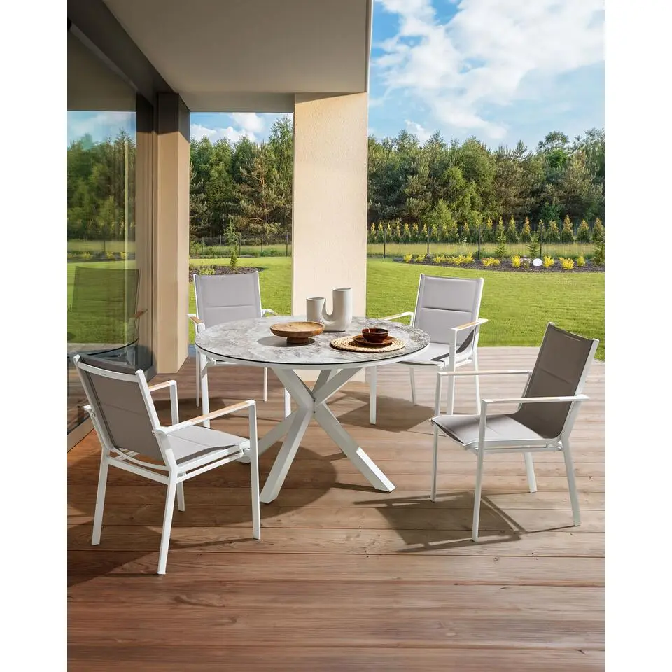 BUSSETO - Tuinstoel set van 4 - Grijs - Aluminium