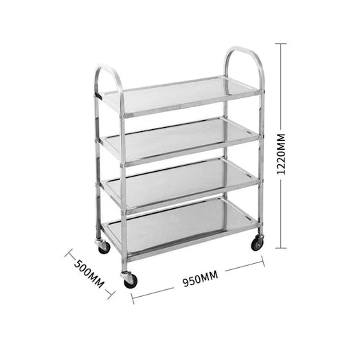 SOGA 2X 4 Tier Stainless Steel Kitchen Food Cart Trolley Utility 950x500x1220mm