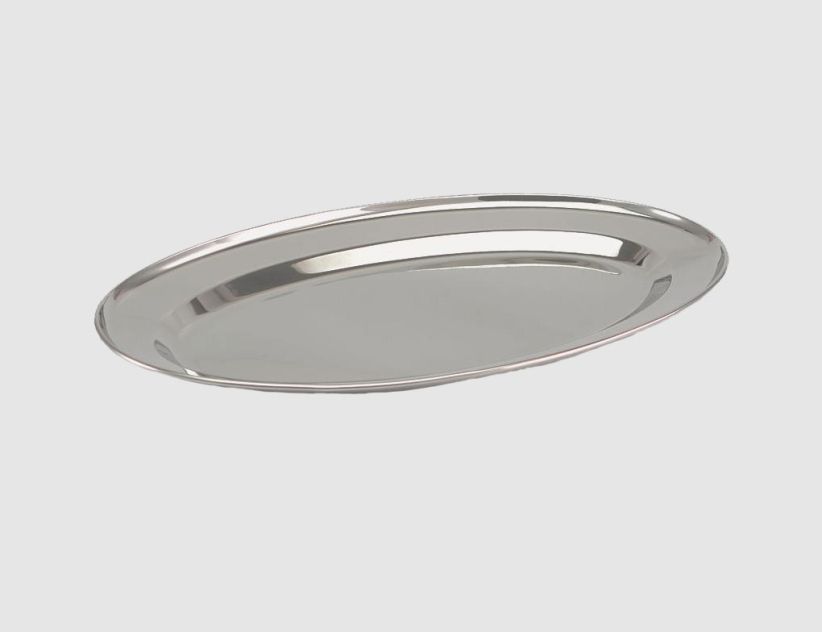 Servierplatte Edelstahl oval