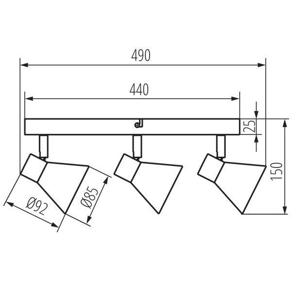 Lampa ścienno-sufitowa LL ZIREL EL-3I GU10 66836 LIGHTLOGIC czarny mat 1szt