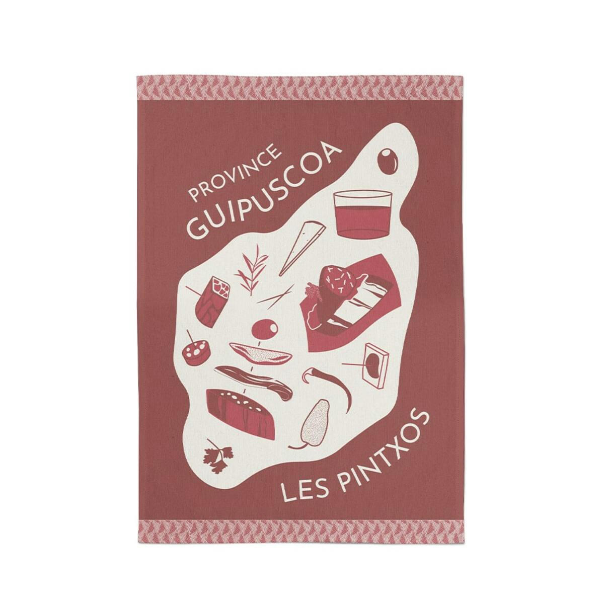 KONTATU 7 PROVINCES - Torchon coton Bordeaux 50x70 cm