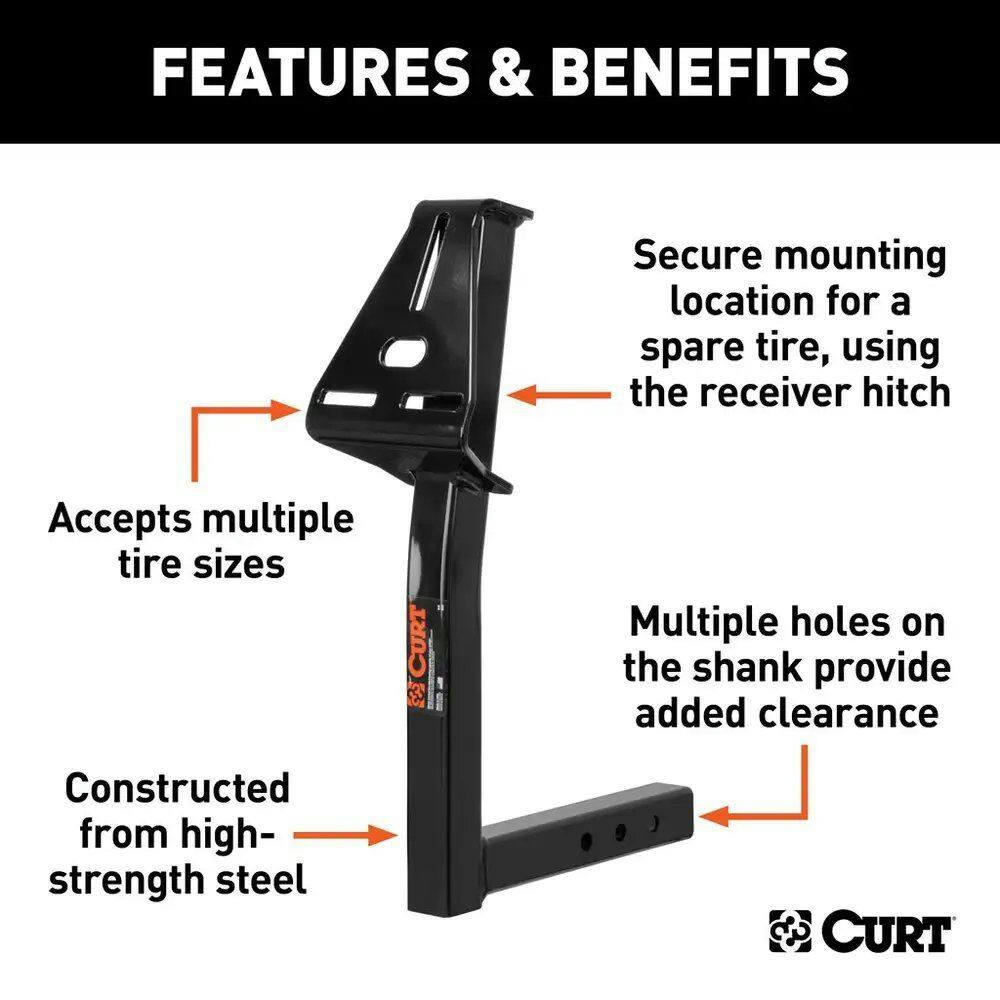 CURT Hitch-Mounted Spare Tire Mount (Fits 2-in Receiver)