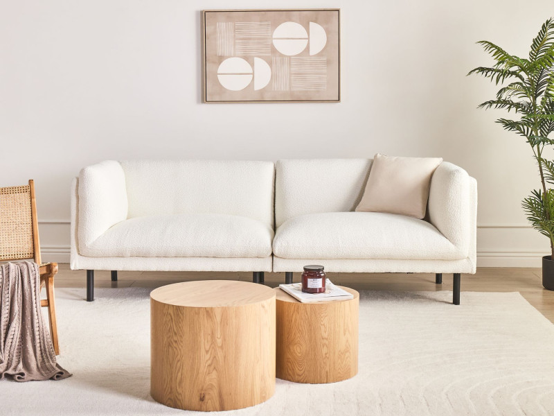 Sofa VORGOD Boucle Złamana biel dla 3 osób