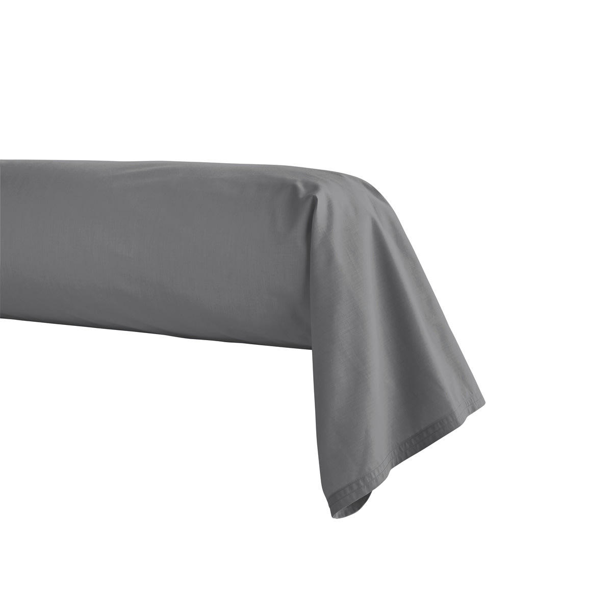 PREMIÈRE - Taie de traversin en percale de coton gris 43x190