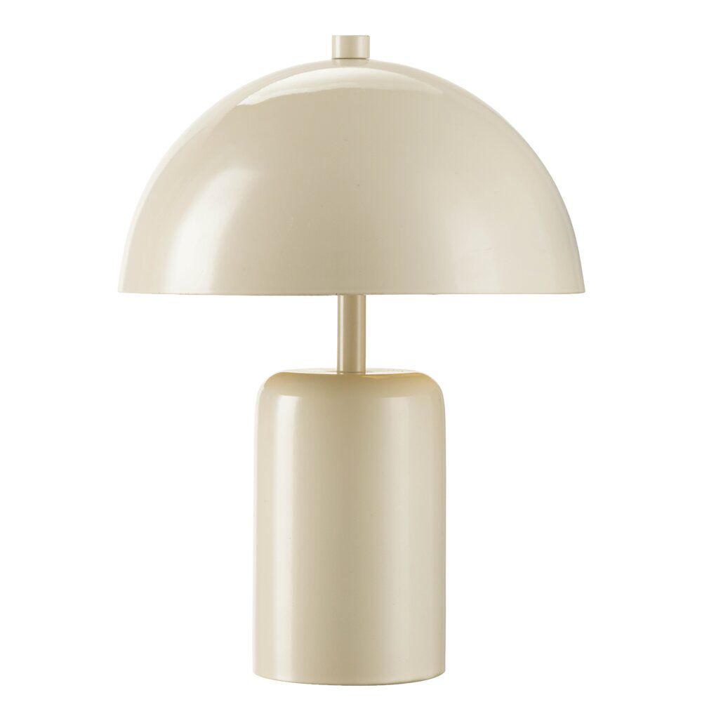 Lampe à poser champignon métal et plastique chrome beige Ø19xH27cm
