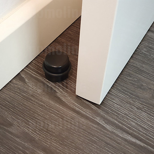 4 Un. Butée de porte adhésive en bois laqué noir - Diamètre 37MM