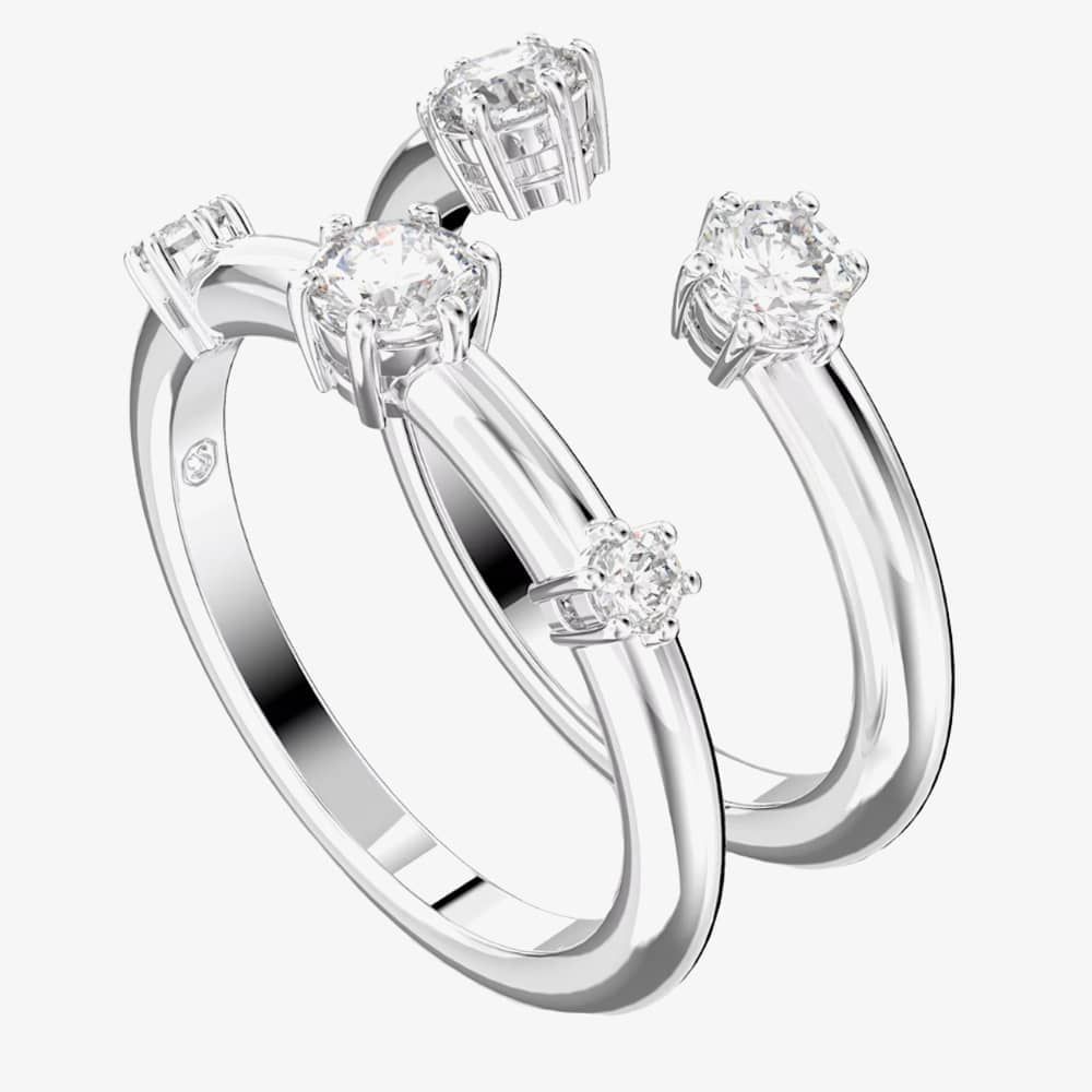 Swarovski Constella Double Set Rhodium Plated Ring 5640961 55