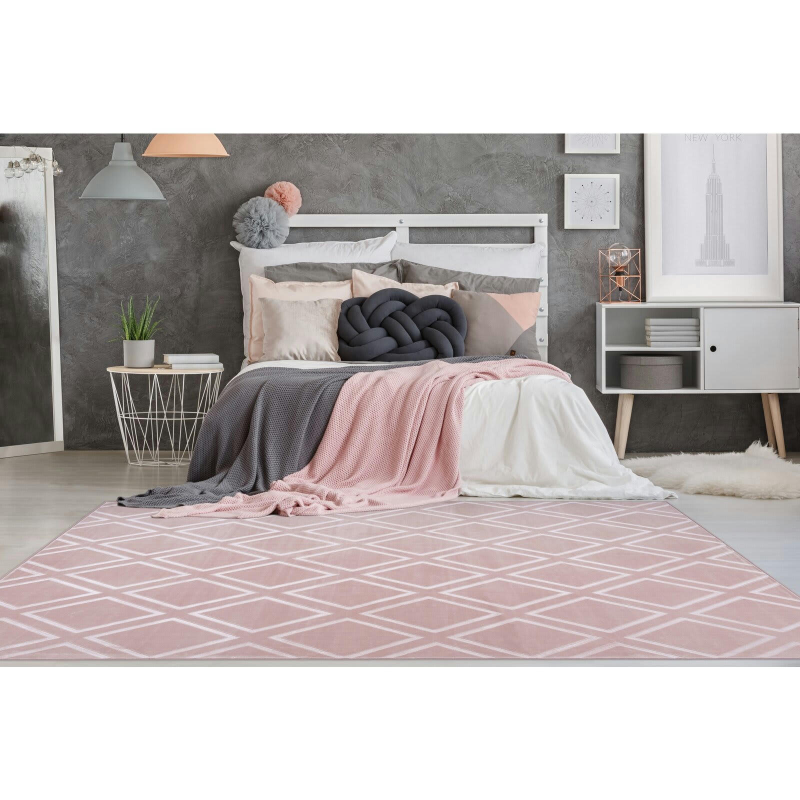 MONROE 300 - Tapis tissé Polyester Rose