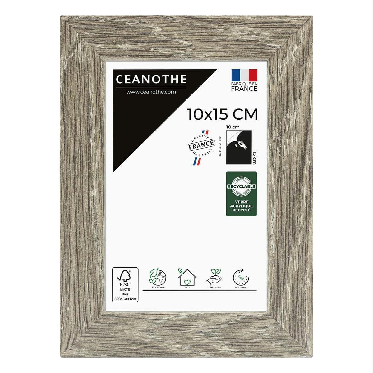 NORDIQUE - Cadre photo taupe 10x15 cm bois reconstitué fsc