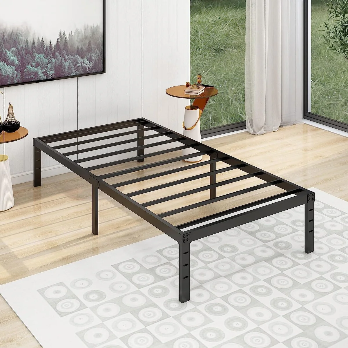 alazyhome 14 inch Metal Platform Bed Frame Steel Slat