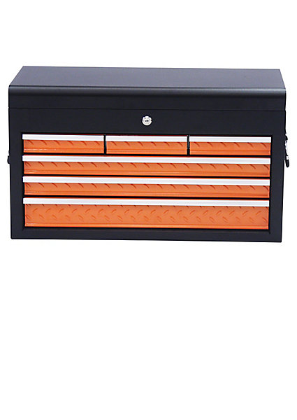 Coffre à outils Magnusson 6 tiroirs en acier noir et orange L.660 x P.307 x H.377 mm