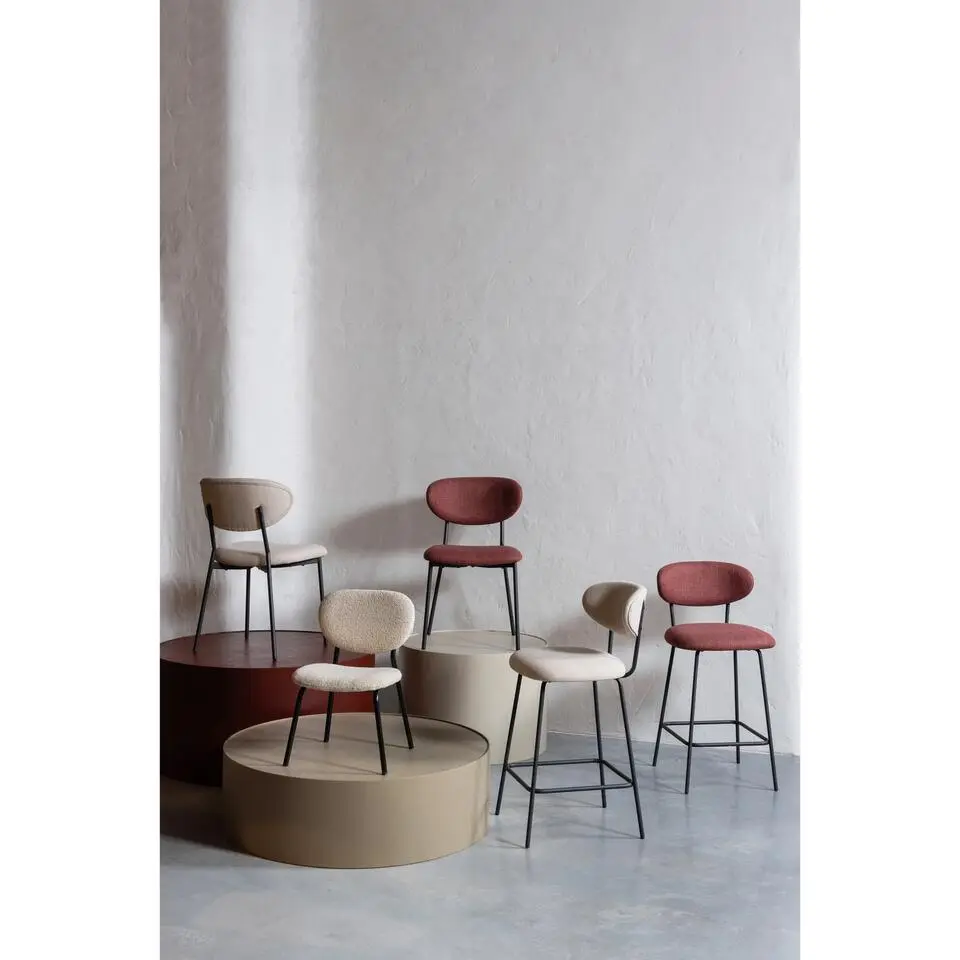 WOOOD Kjeld Barstoelen - Polyester - Naturel - Set van 2