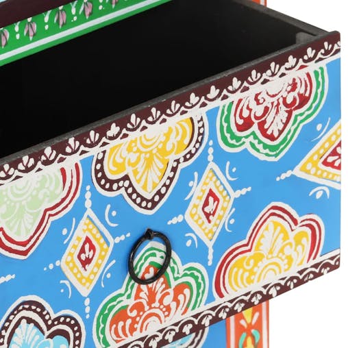 NNEVL Hand Painted Bedside Cabinet 40x30x50 cm Solid Mango Wood