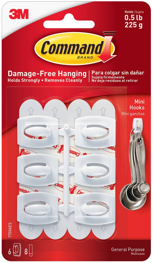 Command Mini Removable Hook, Damage Free Hanging, Reusable, Re-Positioned, Easy to Use